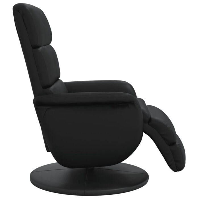 Fauteuil inclinable avec repose-pieds noir similicuir – Image 2
