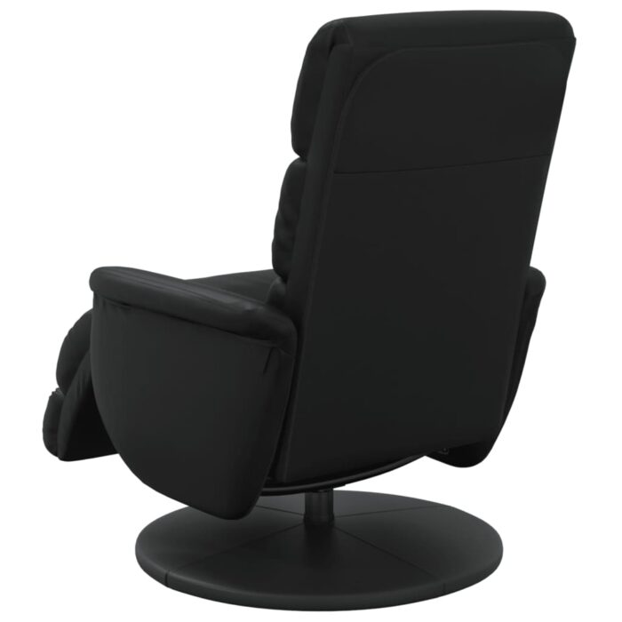 Fauteuil inclinable avec repose-pieds noir similicuir – Image 3