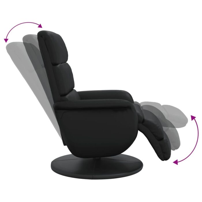 Fauteuil inclinable avec repose-pieds noir similicuir – Image 4