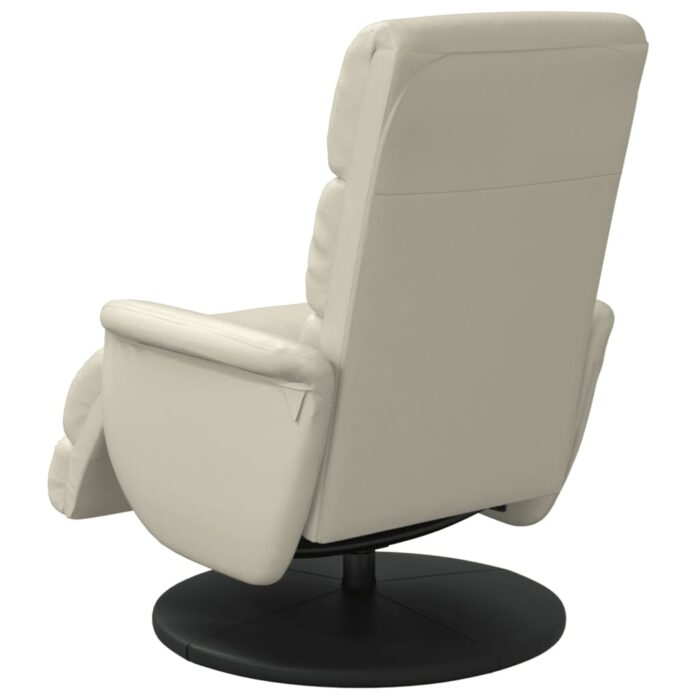 Fauteuil inclinable avec repose-pieds crème similicuir – Image 3