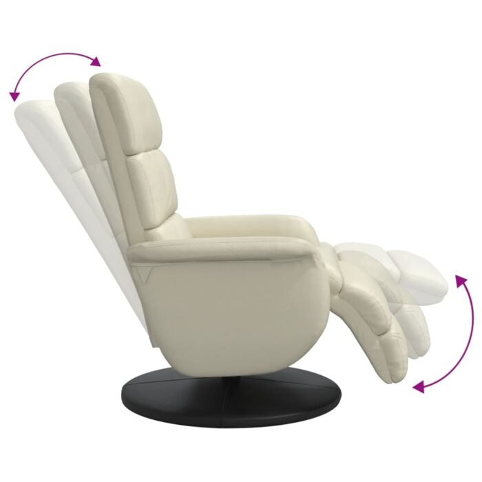 Fauteuil inclinable avec repose-pieds crème similicuir – Image 4