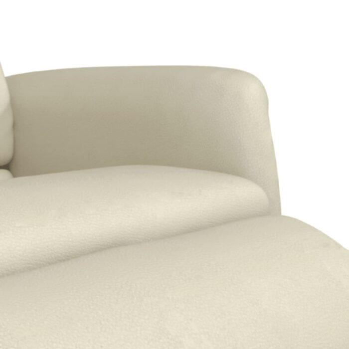 Fauteuil inclinable avec repose-pieds crème similicuir – Image 5