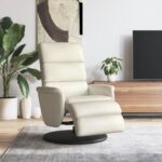 Fauteuil inclinable avec repose-pieds crème similicuir