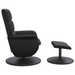 Fauteuil inclinable avec repose-pied noir similicuir – Image 2
