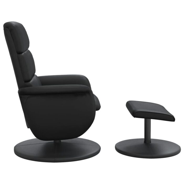 Fauteuil inclinable avec repose-pied noir similicuir – Image 2