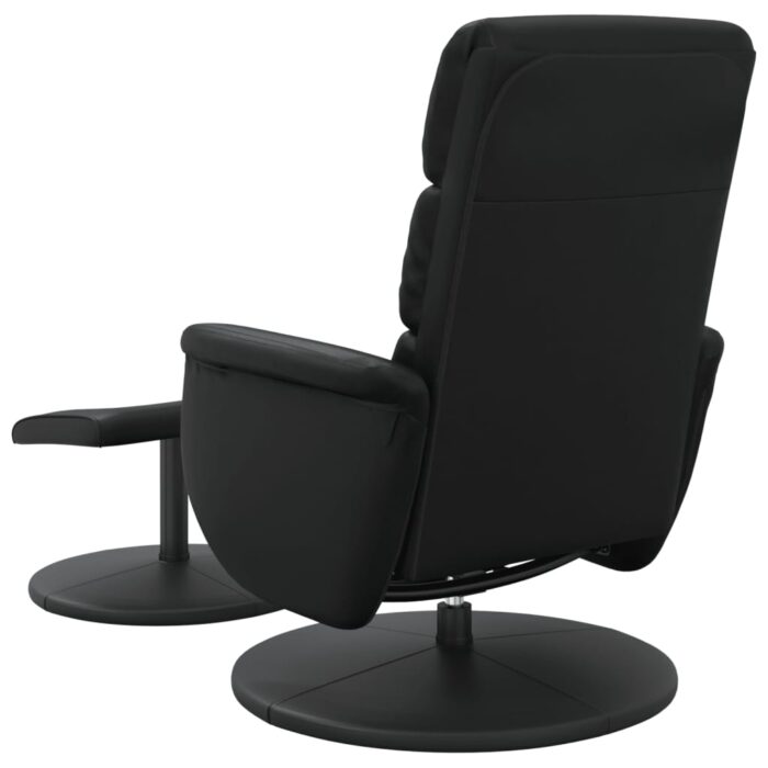 Fauteuil inclinable avec repose-pied noir similicuir – Image 3