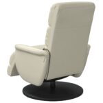 Fauteuil inclinable de massage et repose-pieds crème similicuir – Image 3