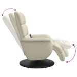 Fauteuil inclinable de massage et repose-pieds crème similicuir – Image 4