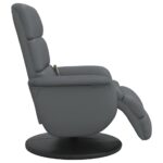 Fauteuil inclinable de massage repose-pieds gris similicuir – Image 2
