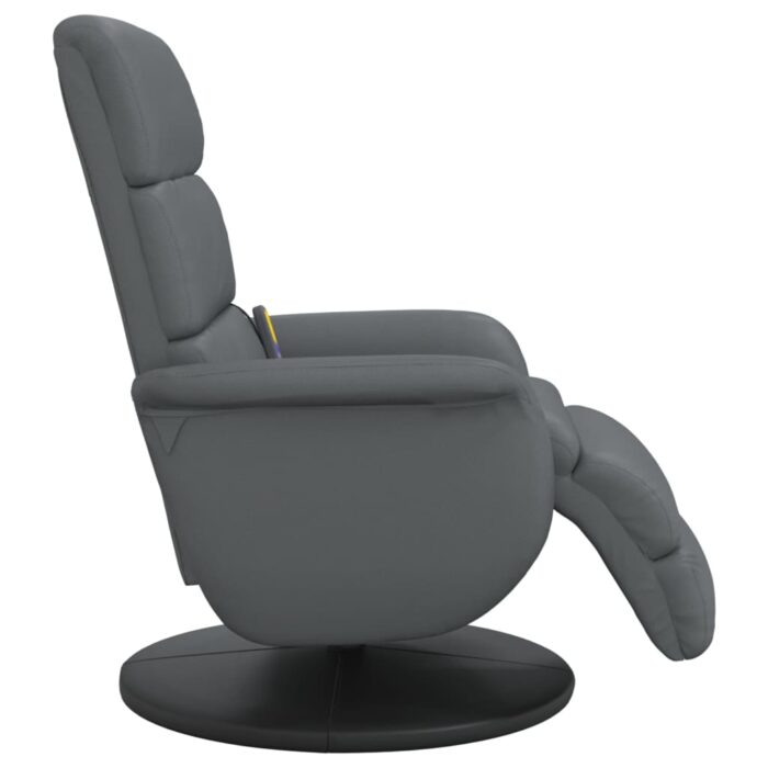 Fauteuil inclinable de massage repose-pieds gris similicuir – Image 2