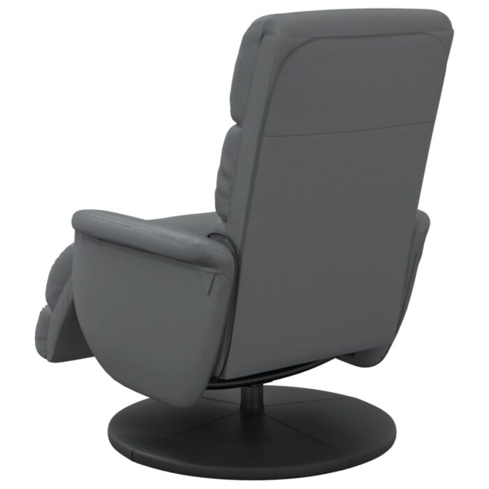 Fauteuil inclinable de massage repose-pieds gris similicuir – Image 3