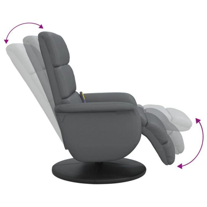 Fauteuil inclinable de massage repose-pieds gris similicuir – Image 4