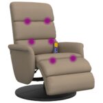 Fauteuil inclinable de massage repose-pieds cappuccino – Image 5