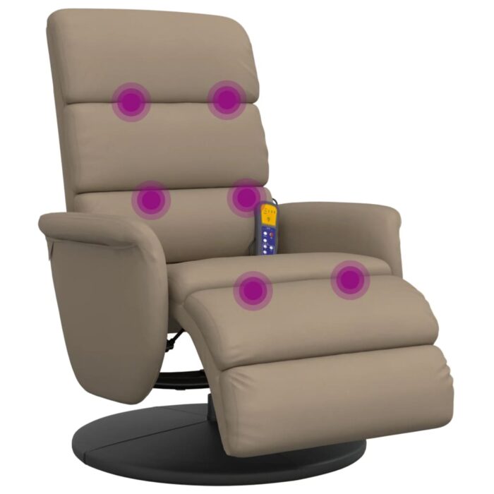Fauteuil inclinable de massage repose-pieds cappuccino – Image 5