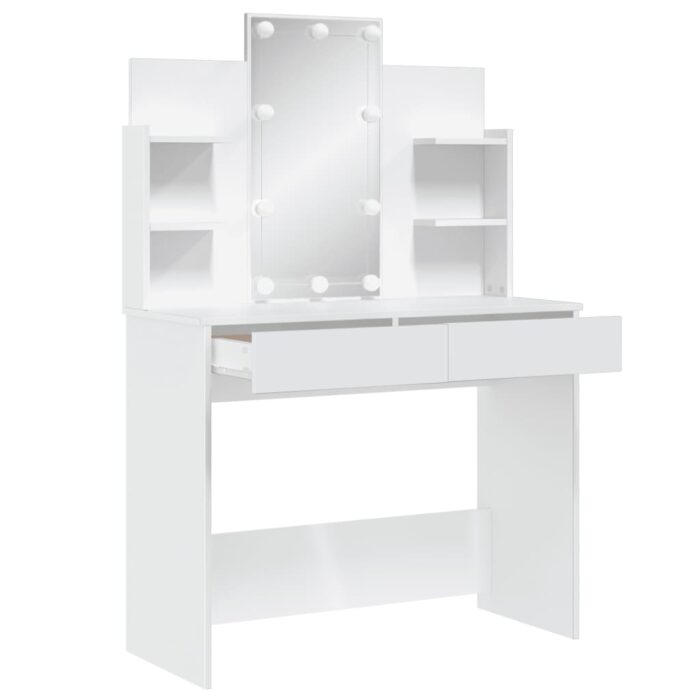 Coiffeuse avec lumières LED blanc 96x40x142 cm – Image 2