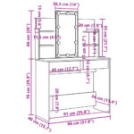 Coiffeuse avec lumières LED noir 96x40x142 cm – Image 12