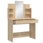 Coiffeuse avec lumières LED chêne sonoma 96x40x142 cm – Image 2