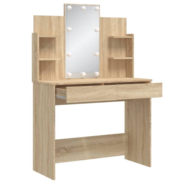 Coiffeuse avec lumières LED chêne sonoma 96x40x142 cm – Image 2