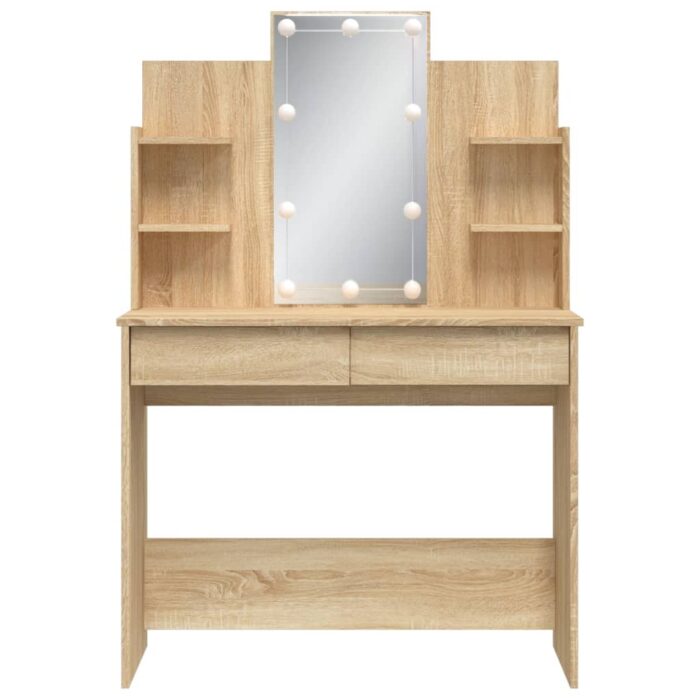 Coiffeuse avec lumières LED chêne sonoma 96x40x142 cm – Image 3