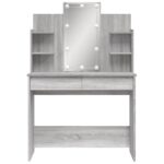 Coiffeuse avec lumières LED sonoma gris 96x40x142 cm – Image 3
