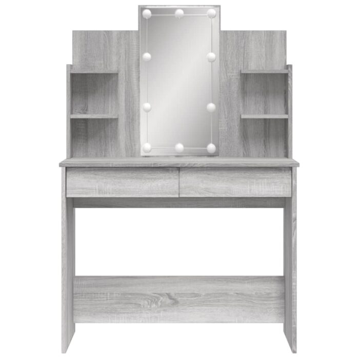 Coiffeuse avec lumières LED sonoma gris 96x40x142 cm – Image 3
