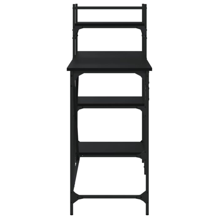 Bureau d'ordinateur avec étagères noir 120x47x109 cm – Image 3