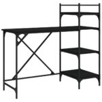 Bureau d'ordinateur avec étagères noir 120x47x109 cm – Image 4