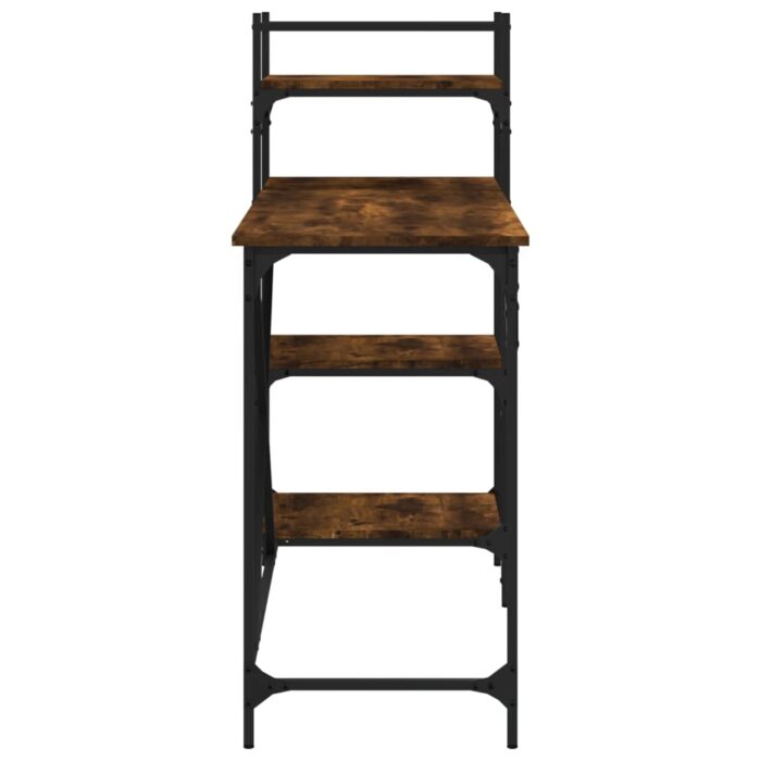 Bureau d'ordinateur avec étagères chêne fumé 120x47x109 cm – Image 3