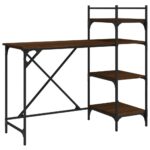 Bureau d'ordinateur avec étagères chêne marron 120x47x109 cm – Image 4