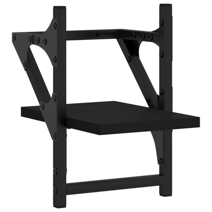 Étagères murales avec barres 2 pcs noir 20x25x30 cm – Image 2