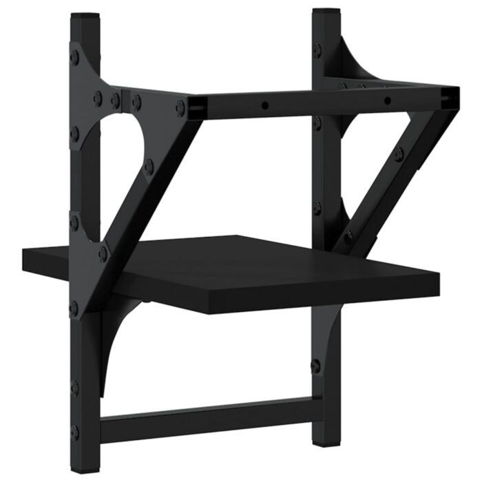 Étagères murales avec barres 2 pcs noir 20x25x30 cm – Image 5