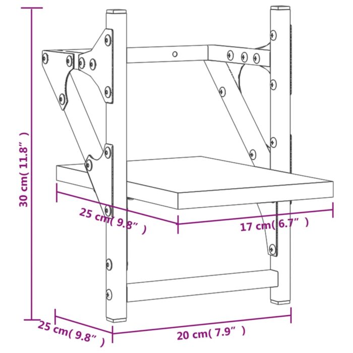 Étagères murales avec barres 2 pcs chêne sonoma 20x25x30 cm – Image 7