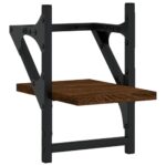 Étagères murales avec barres 2 pcs chêne marron 20x25x30 cm – Image 2