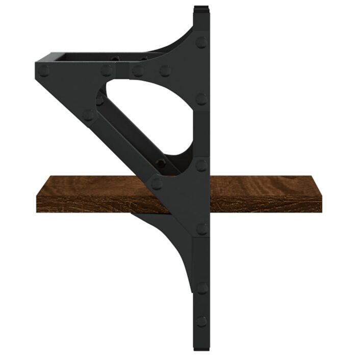 Étagères murales avec barres 2 pcs chêne marron 20x25x30 cm – Image 4