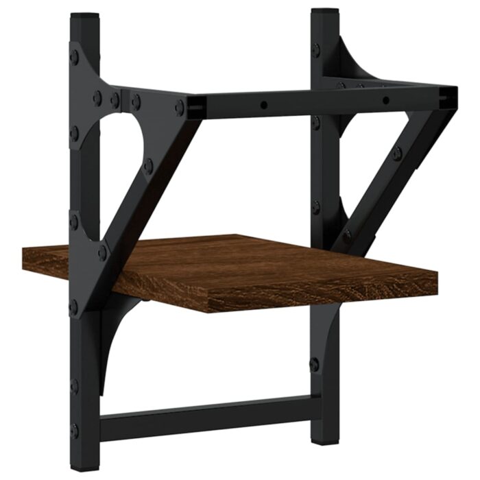 Étagères murales avec barres 2 pcs chêne marron 20x25x30 cm – Image 5