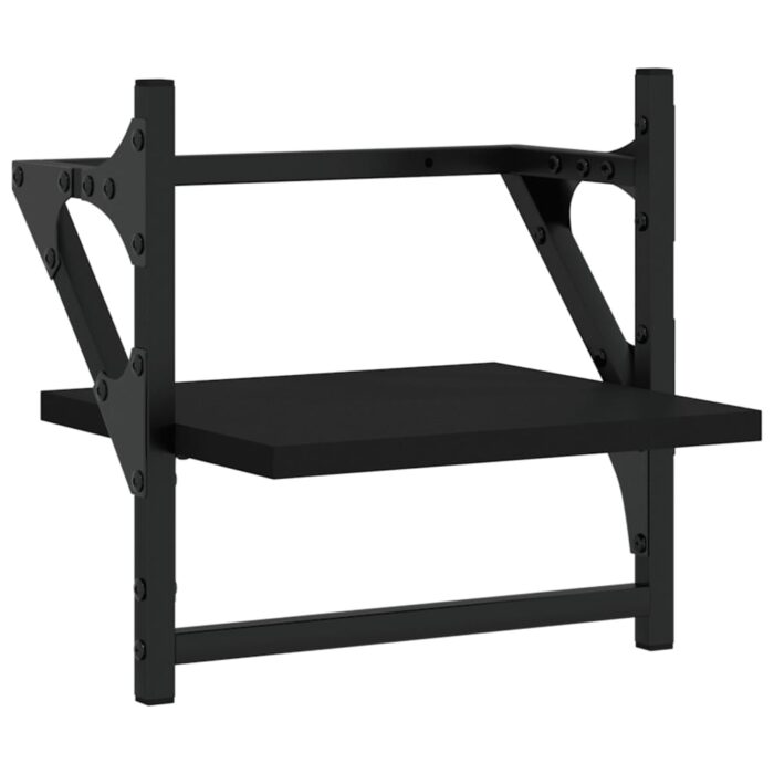 Étagères murales avec barres 2 pcs noir 30x25x30 cm – Image 2