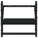 Étagères murales avec barres 2 pcs noir 30x25x30 cm – Image 3