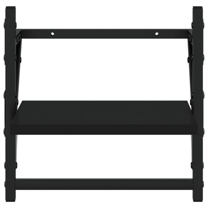 Étagères murales avec barres 2 pcs noir 30x25x30 cm – Image 3