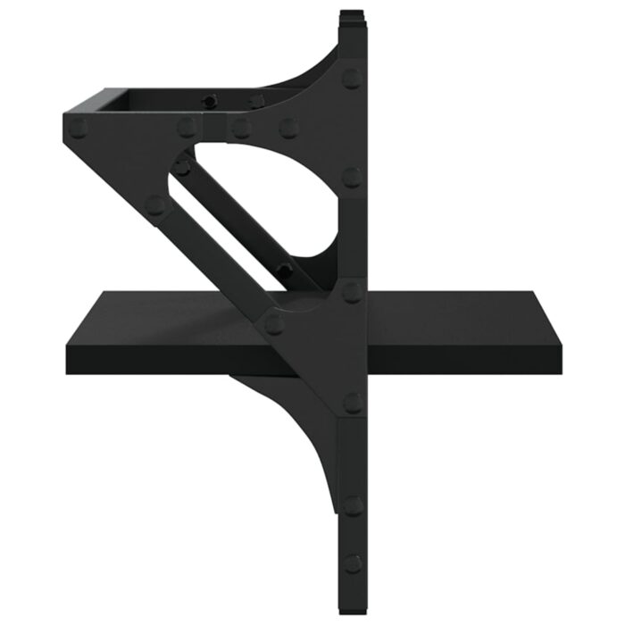 Étagères murales avec barres 2 pcs noir 30x25x30 cm – Image 4