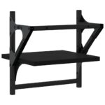 Étagères murales avec barres 2 pcs noir 30x25x30 cm – Image 5