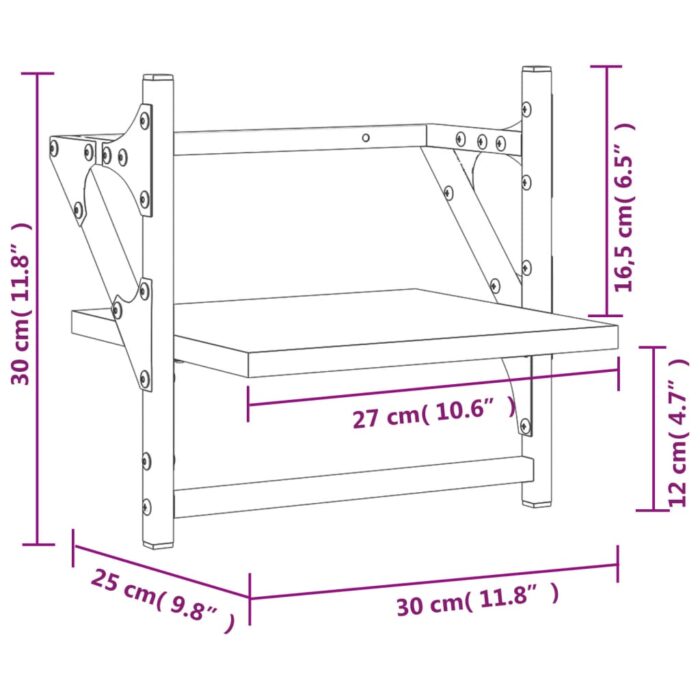 Étagères murales avec barres 2 pcs noir 30x25x30 cm – Image 7
