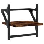 Étagères murales avec barres 2 pcs chêne fumé 30x25x30 cm – Image 2