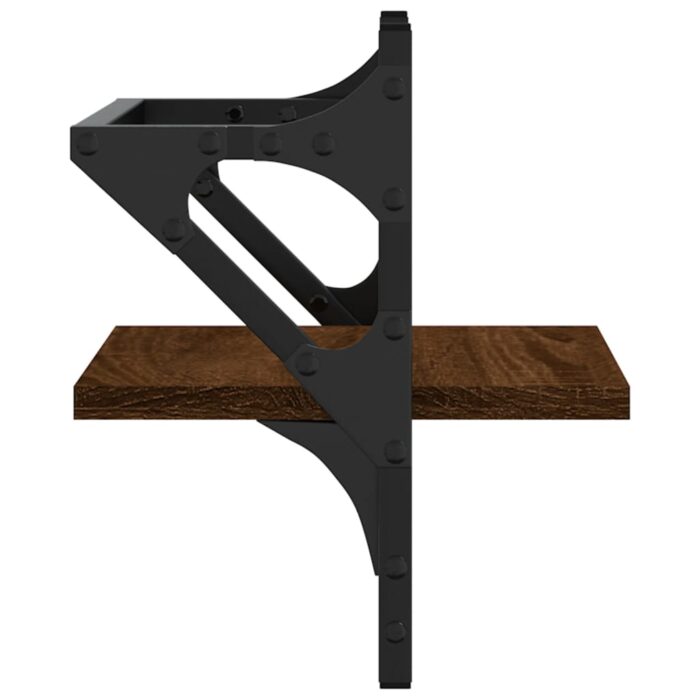 Étagères murales avec barres 2 pcs chêne marron 30x25x30 cm – Image 4