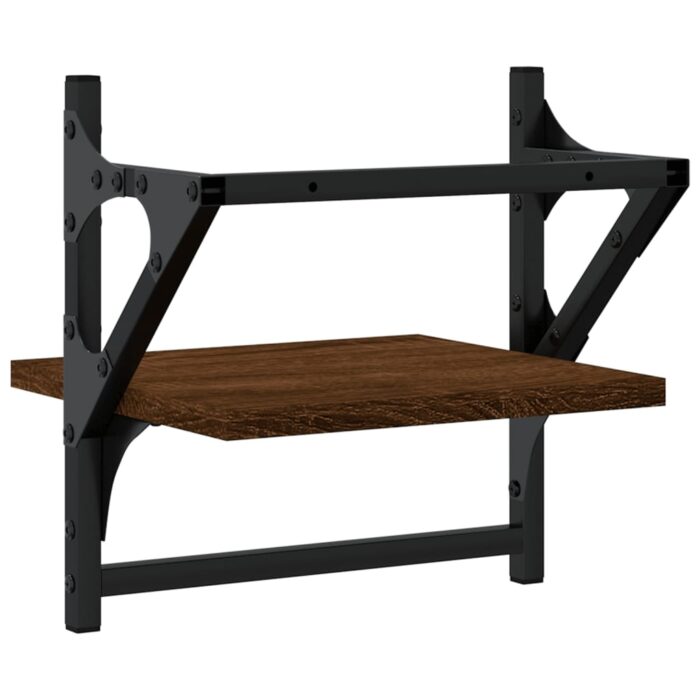 Étagères murales avec barres 2 pcs chêne marron 30x25x30 cm – Image 5