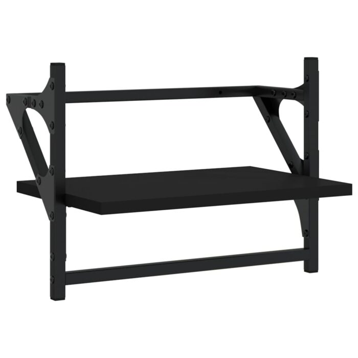 Étagères murales avec barres 2 pcs noir 40x25x30 cm – Image 2