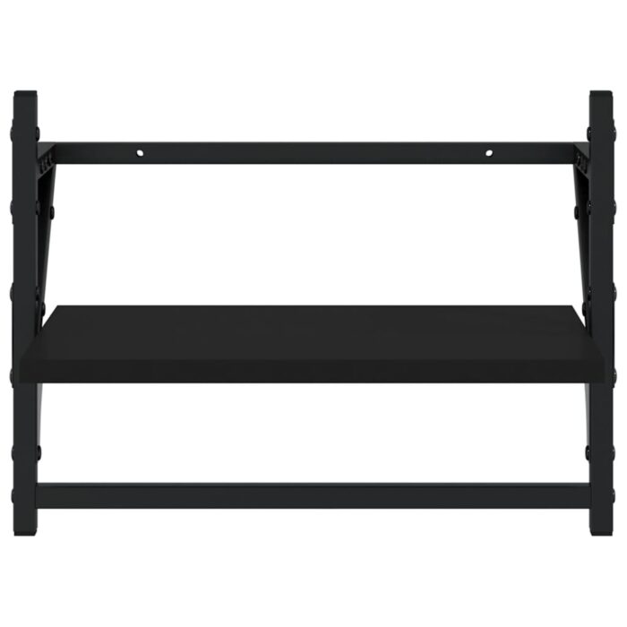 Étagères murales avec barres 2 pcs noir 40x25x30 cm – Image 3
