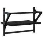 Étagères murales avec barres 2 pcs noir 40x25x30 cm – Image 5