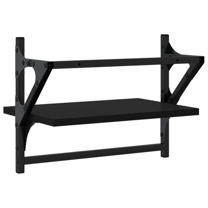 Étagères murales avec barres 2 pcs noir 40x25x30 cm – Image 5