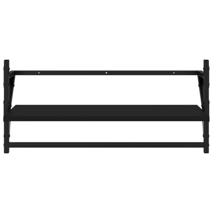 Étagères murales avec barres 2 pcs noir 65x25x30 cm – Image 3