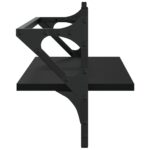 Étagères murales avec barres 2 pcs noir 65x25x30 cm – Image 4